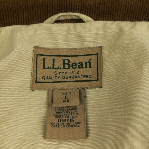 VTG LL Bean Jacket Canvas Chore Barn Corduroy Collar Flannel Lined Mens Large - Picture 5 of 13